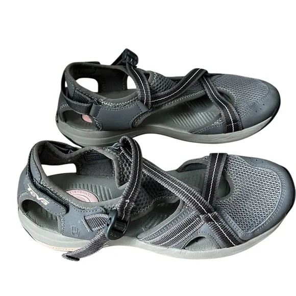 Teva Strap Sandals Women’s 10 Gray S/N 1000271 Shoc Pad Adjustable Hiking Water - Picture 3 of 13